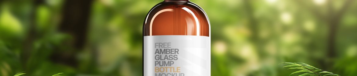 Free Amber Glass Pump Bottle Mockup - Eco Scene