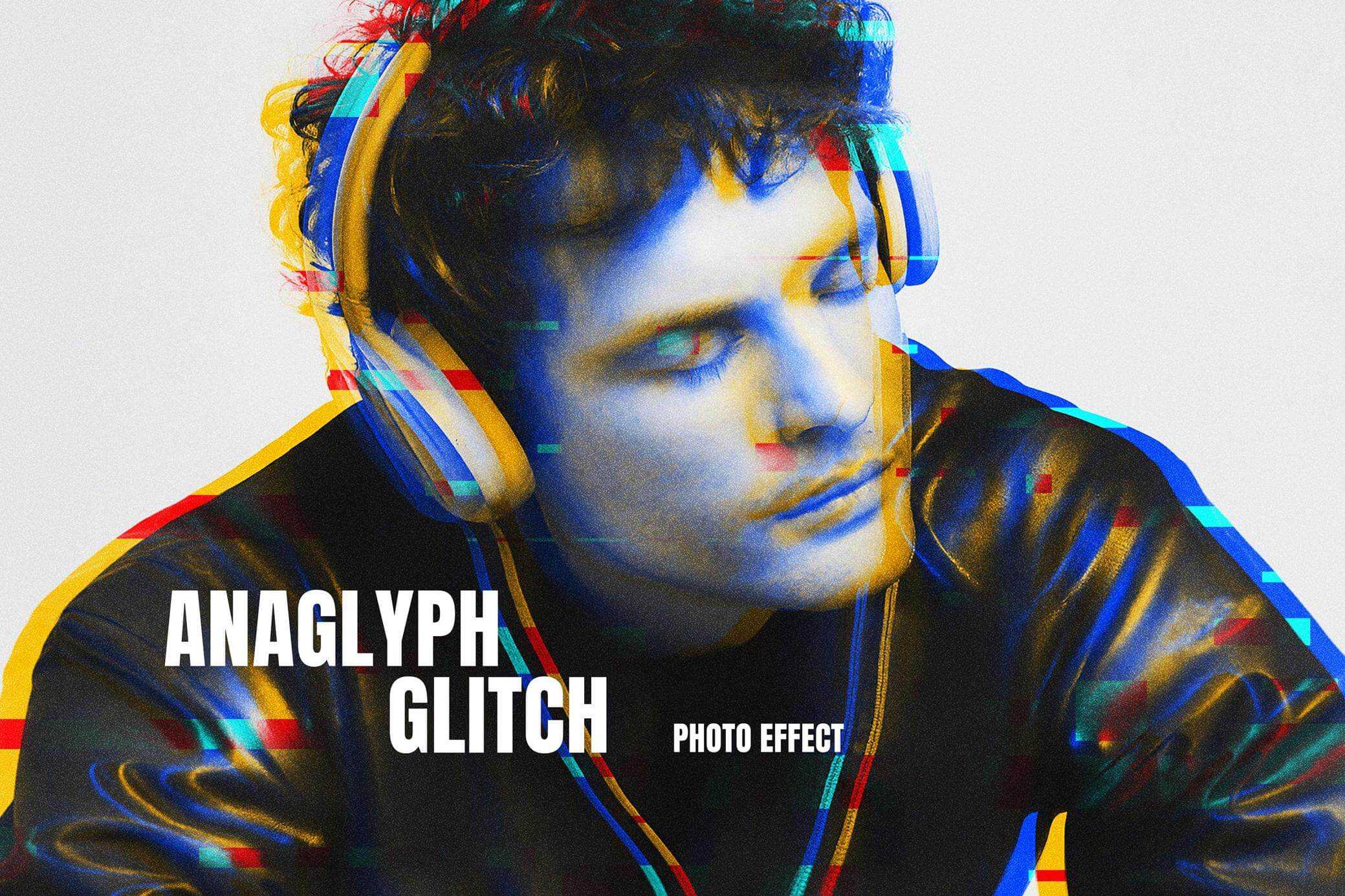 Free Anaglyph Glitch Photo Effect Mockup PSD - Best PsFiles