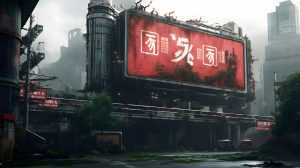 Free Apocalypse Building Billboard Sign Mockup PSD