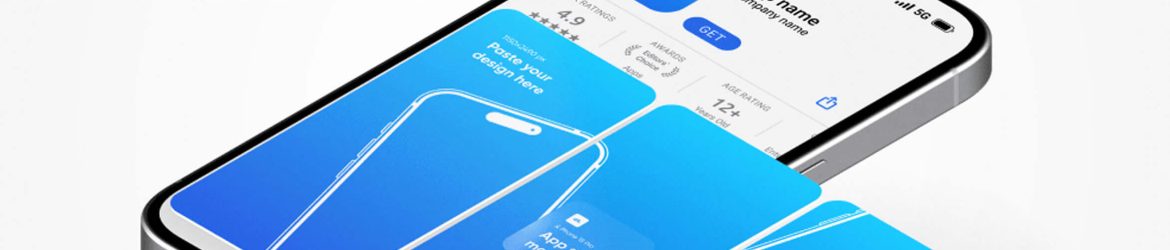 Free App Store with iPhone 15 Pro Mockups PSD Set