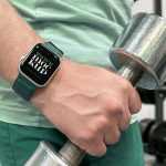 Free Apple Watch Mockup in Gym with Dumbbell