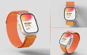 Free Apple Watch Ultra Mockups PSD set