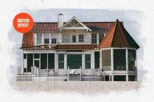 Free Architect Watercolor Sketch Effect PSD