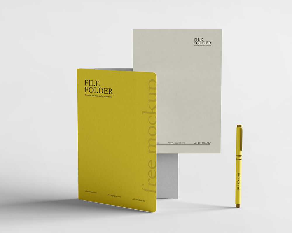 Free Archive File Folder with Letterhead Mockup