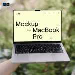 Free Arm Holding MacBook Pro Mockup