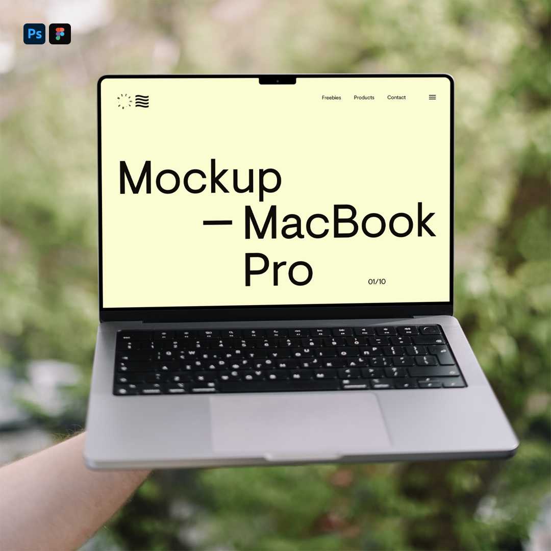Free Arm Holding MacBook Pro Mockup