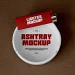 Free Ashtray & Lighter Mockup