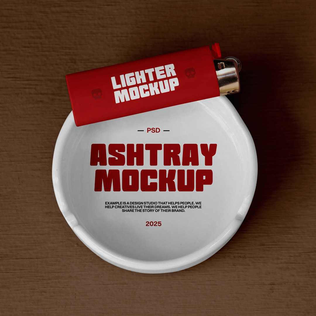 Free Ashtray & Lighter Mockup