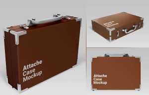 Free Attaché Briefcase Mockup 3 PSD Set