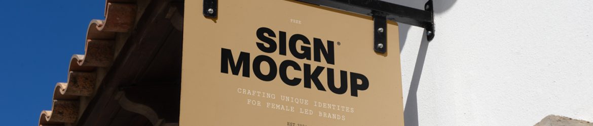 Free Attached Rectangle Sign Mockup
