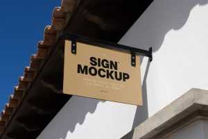 Free Attached Rectangle Sign Mockup