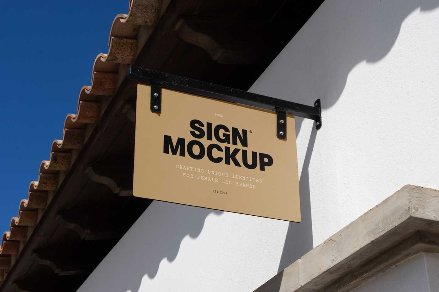 Free Attached Rectangle Sign Mockup