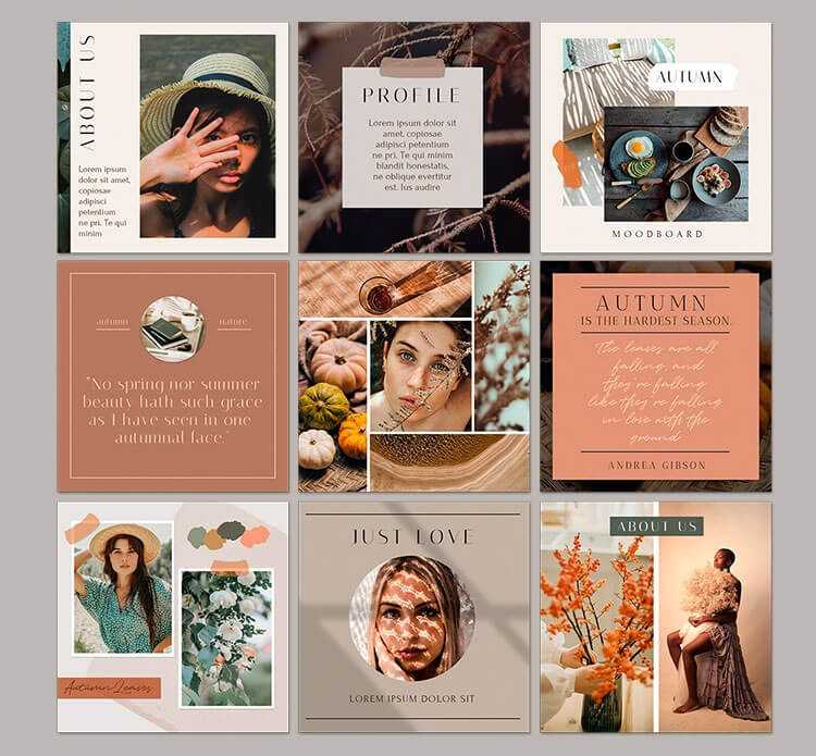 Free Autumn Mood Instagram Posts Template PSD