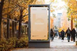 Free Autumn Outdoor Citylight Poster Mockup PSD
