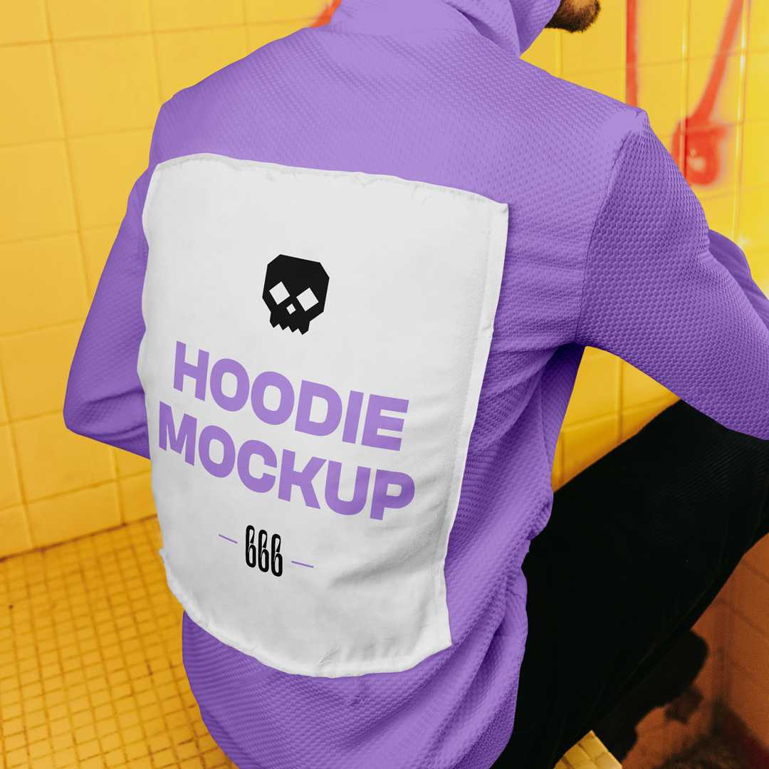 Free Back View Hoodie PSD Mockup