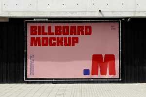 Free Banner Attached to Black Wall Mockup
