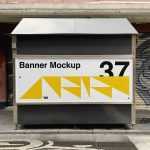 Free Banner on Newspaper Stand Mockup - Free PSD Download Free Banner on Newspaper Stand Mockup
