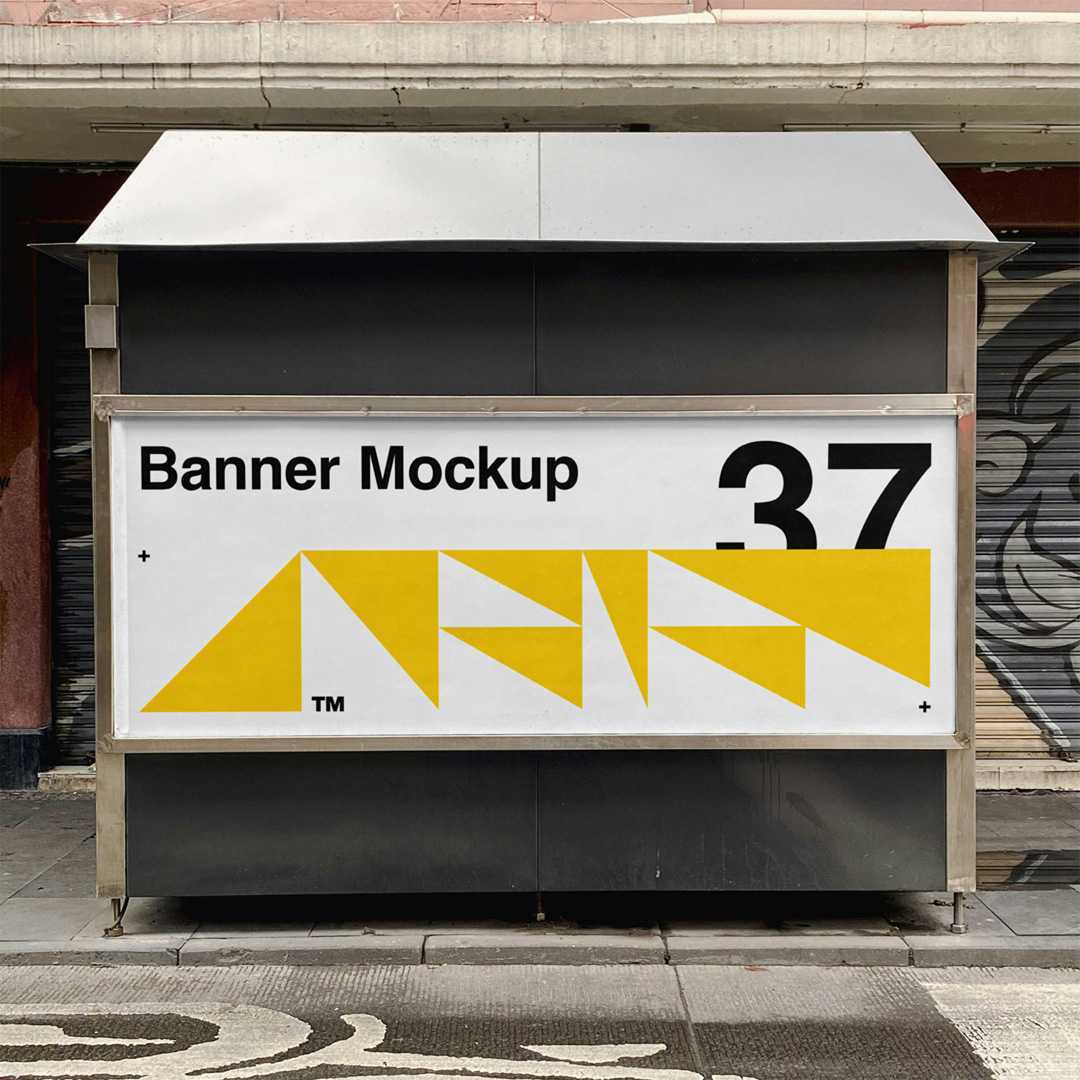Free Banner on Newspaper Stand Mockup
