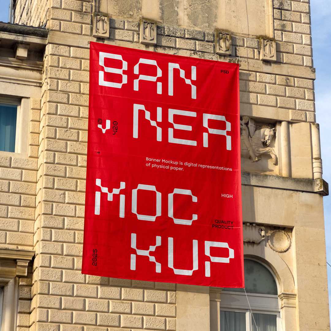Free Banner on Old Building Mockup