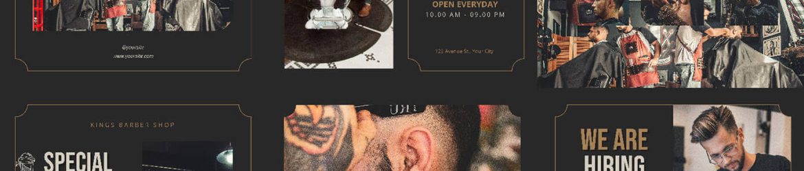 Free Barbershop Instagram Post Design set PSD Template