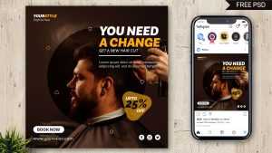 Free Beauty Salon Social Media Post Design PSD Template