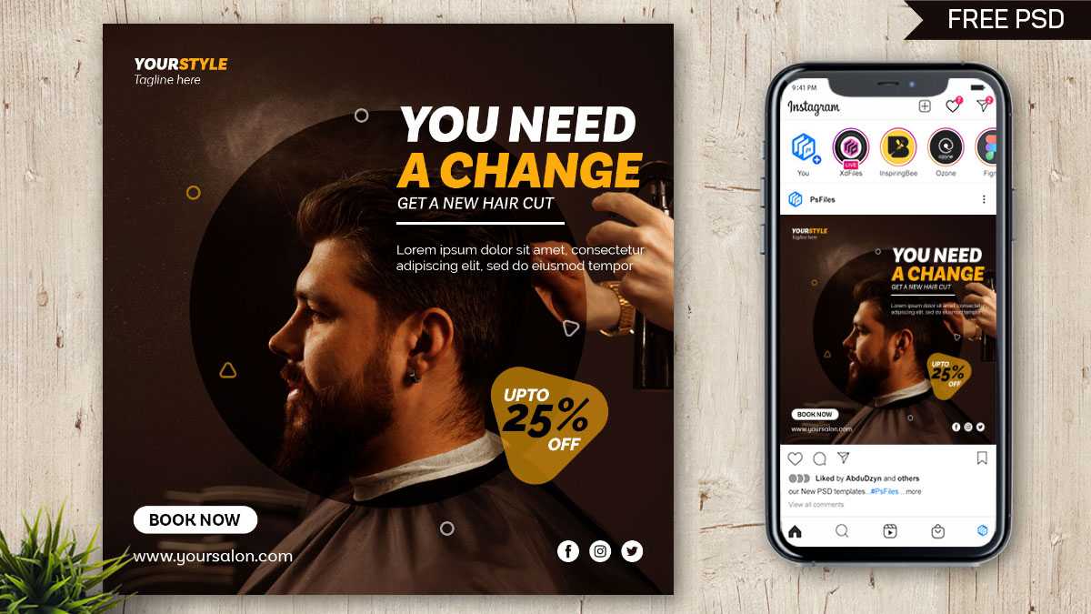 Free Beauty Salon Social Media Post Design PSD Template
