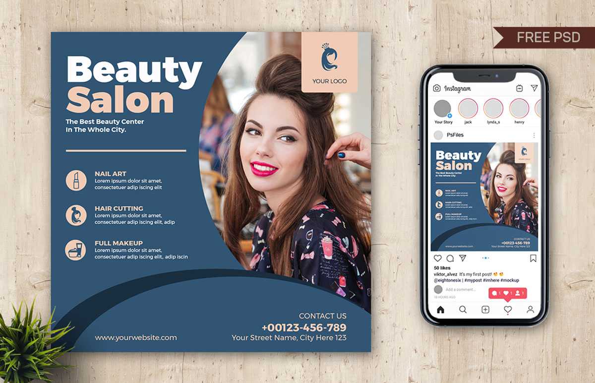 Free Beauty Spa Parlour Salon Social Ad Post PSD Template