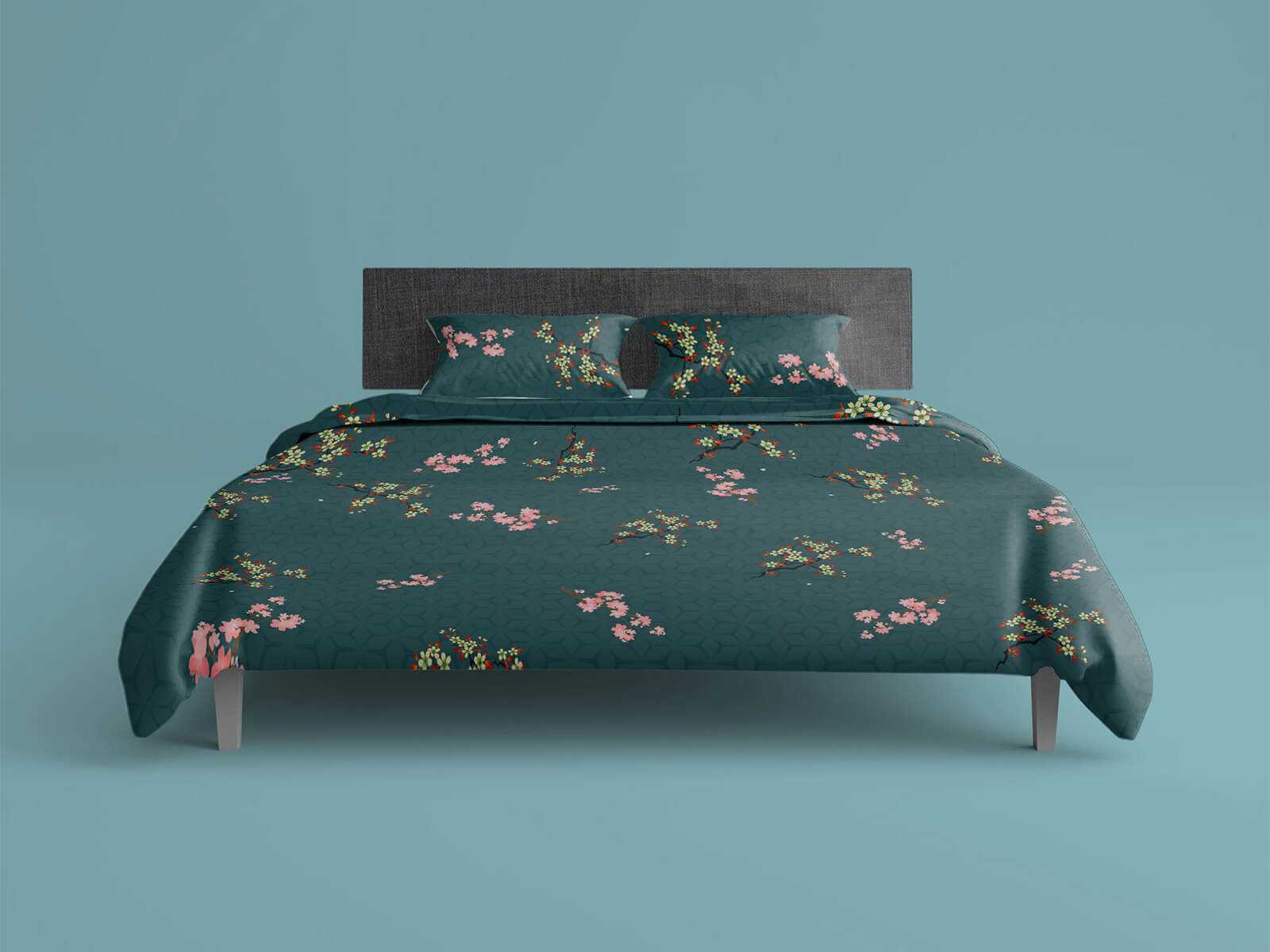 Free Bed Sheet Quilt Cover Linen Mockup PSD