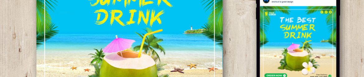 Free Best Summer Drink Social Media Post Design PSD Template