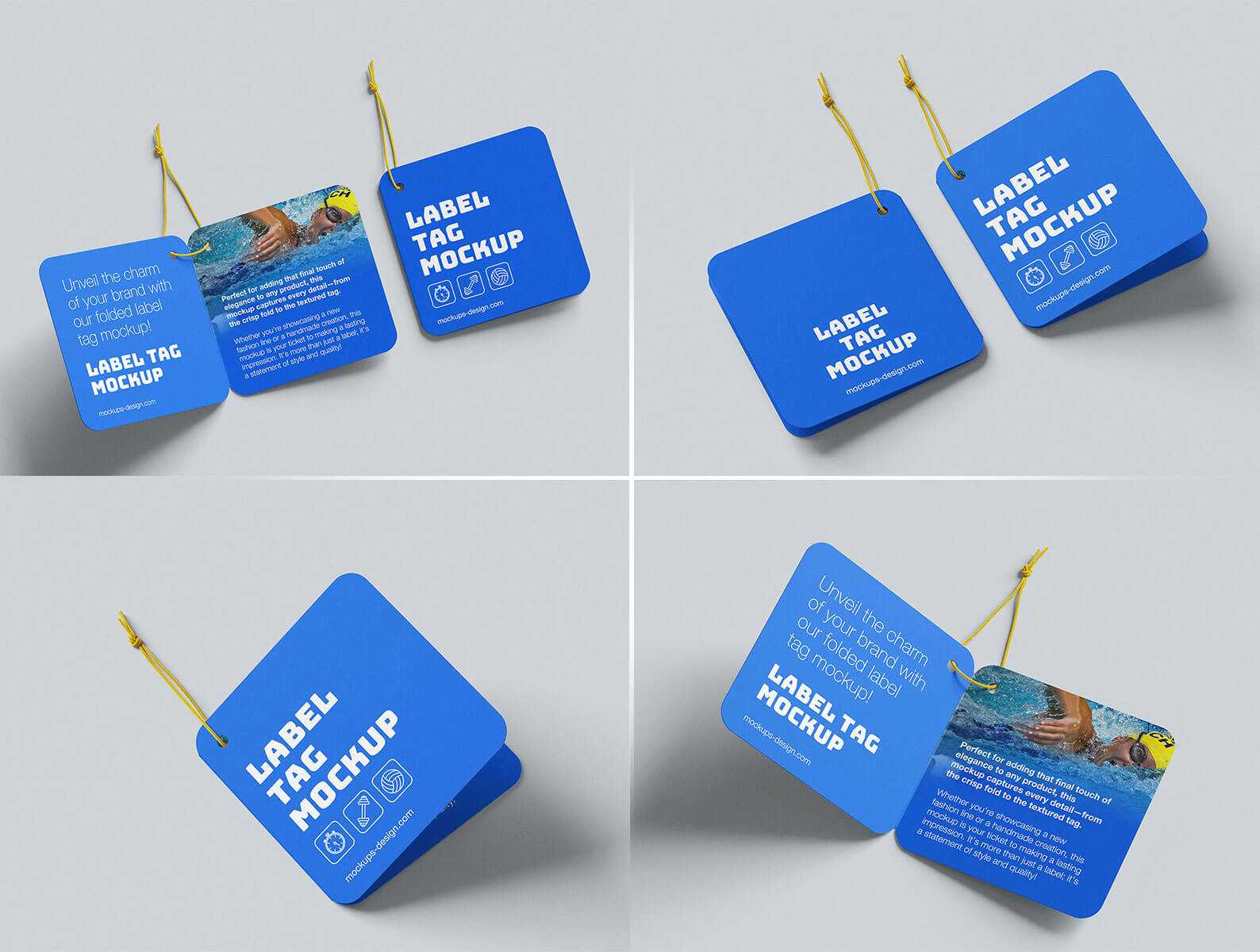 Free Bi-Folded Hanging Tag Mockup PSD Set