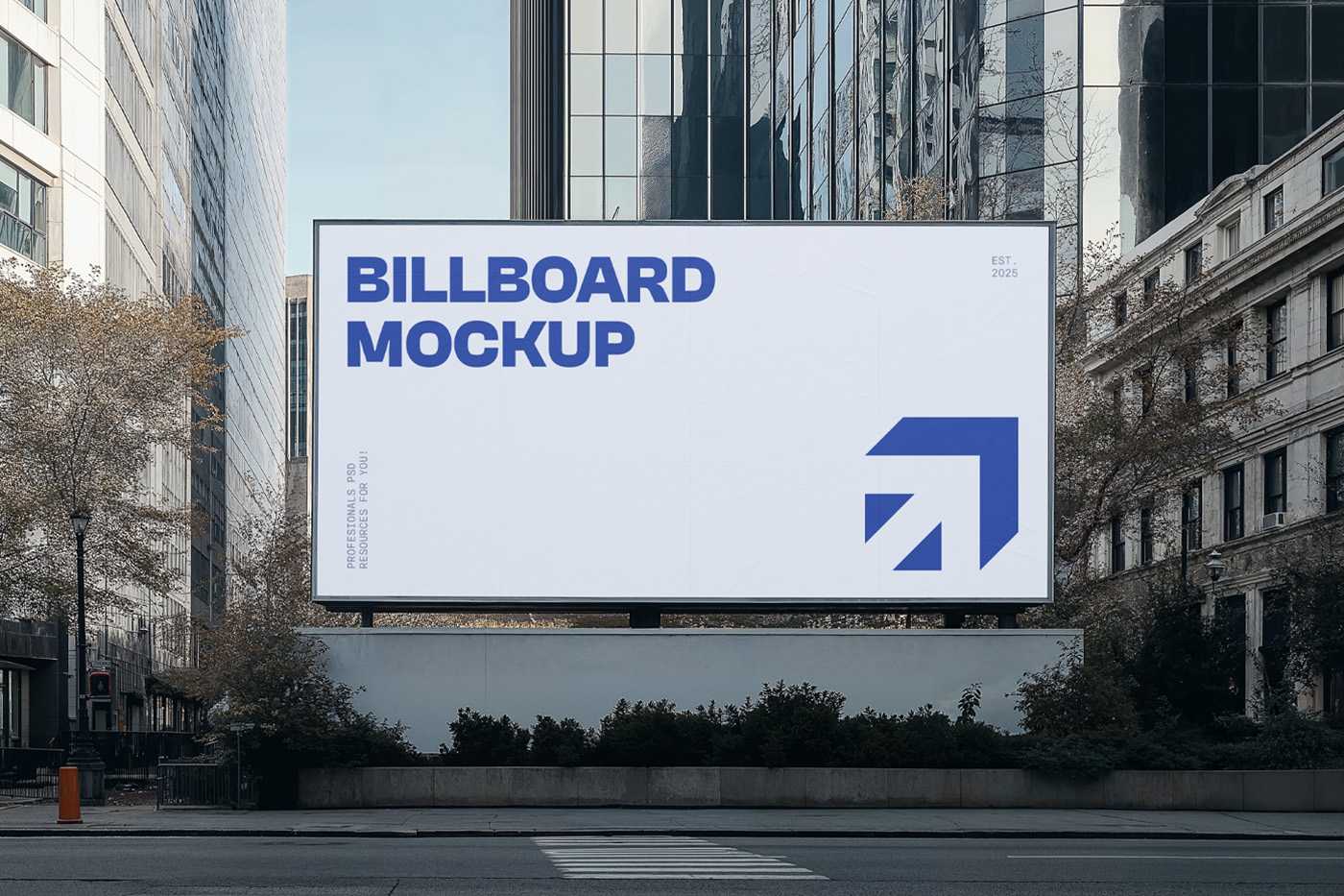 Free Big Billboard in a City Center Mockup