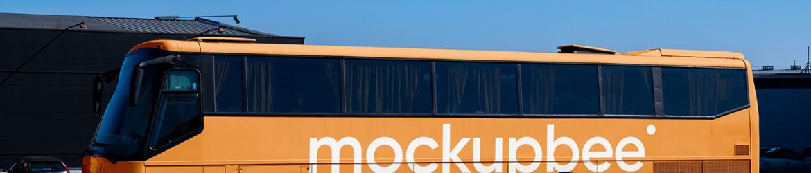 Free Big Coach Bus Mockup PSD