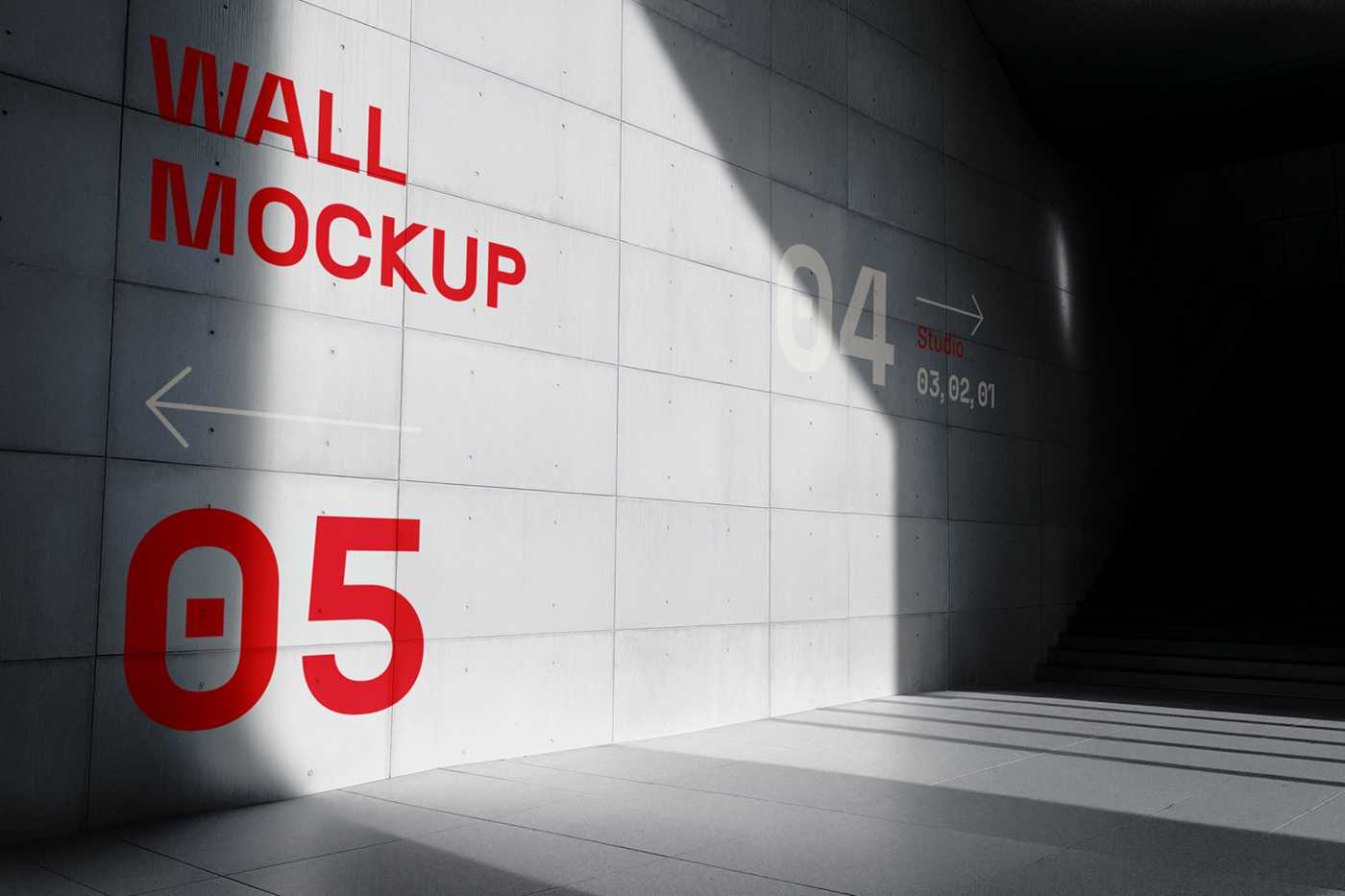 Free Big Concrete Wall Mockup