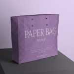 Free Big Paper shopping Bag on Box Mockup