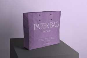 Free Big Paper shopping Bag on Box Mockup