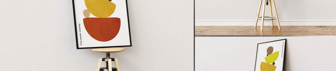 Free Big Poster Mockup On The Stool 3 PSD files