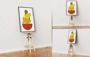 Free Big Poster Mockup On The Stool 3 PSD files