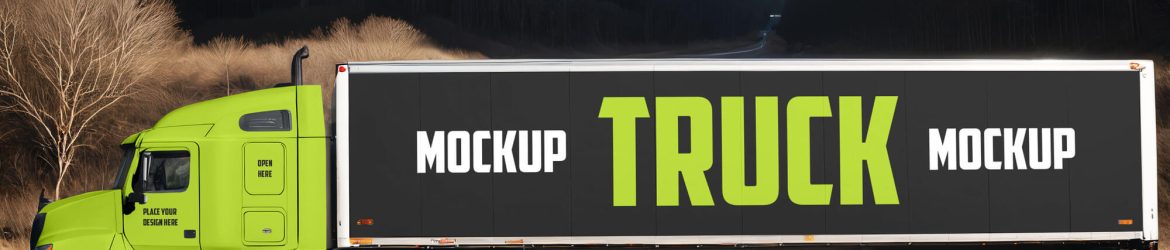 Free Big Truck Side View Mockup PSD