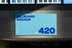 Free Billboard above Underground Passage Mockup