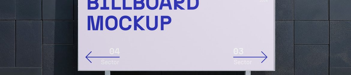 Free Billboard in front of Dark Building Mockup