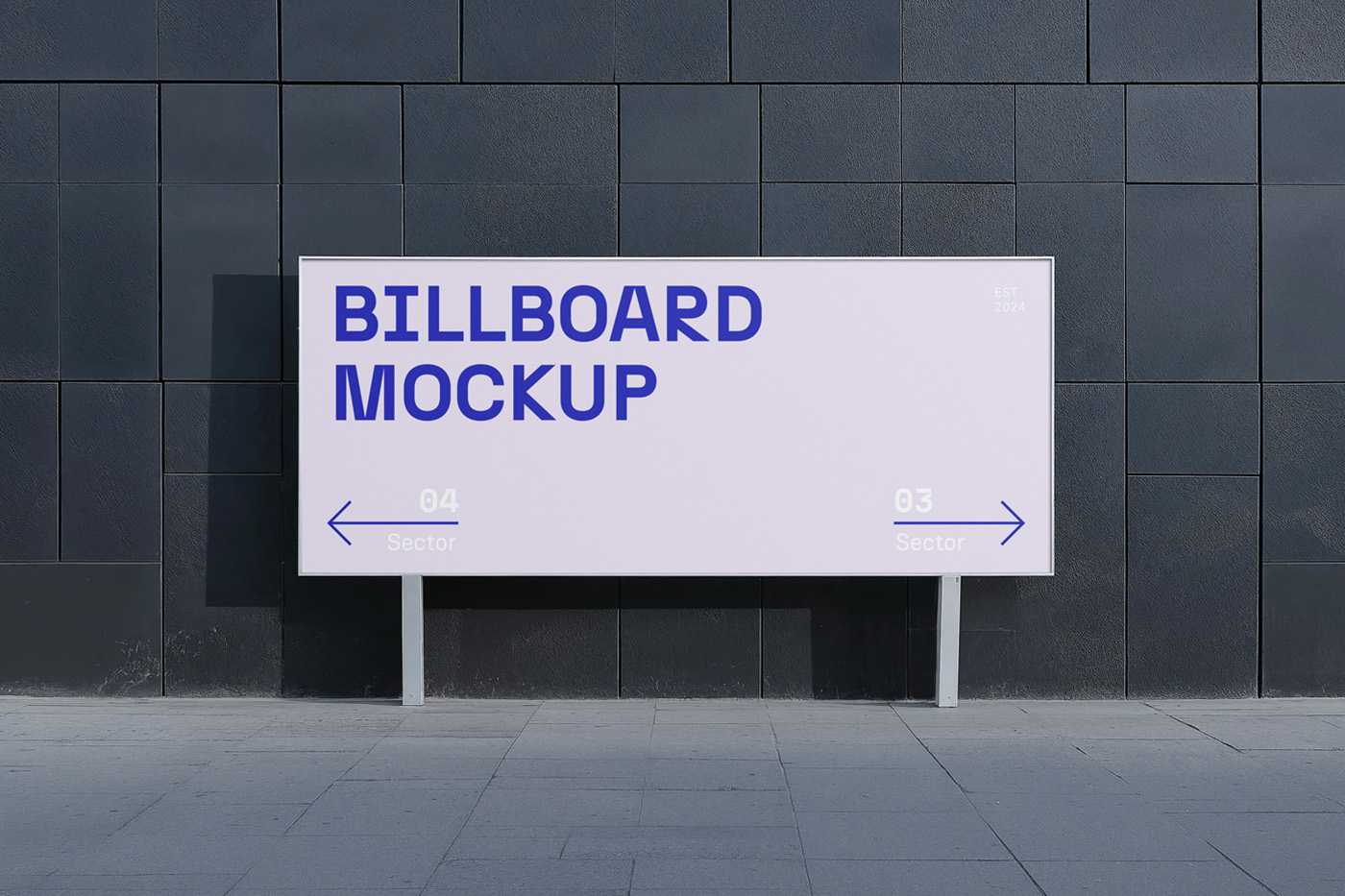 Free Billboard in front of Dark Building Mockup