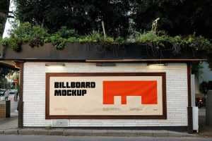 Free Billboard on Small Wall Mockup
