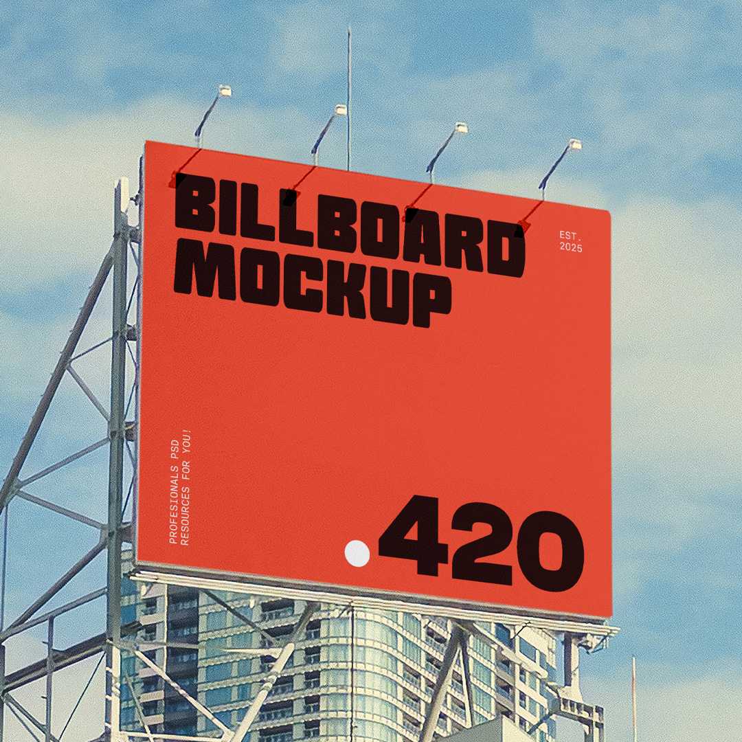 Free Billboard on Top PSD Mockup