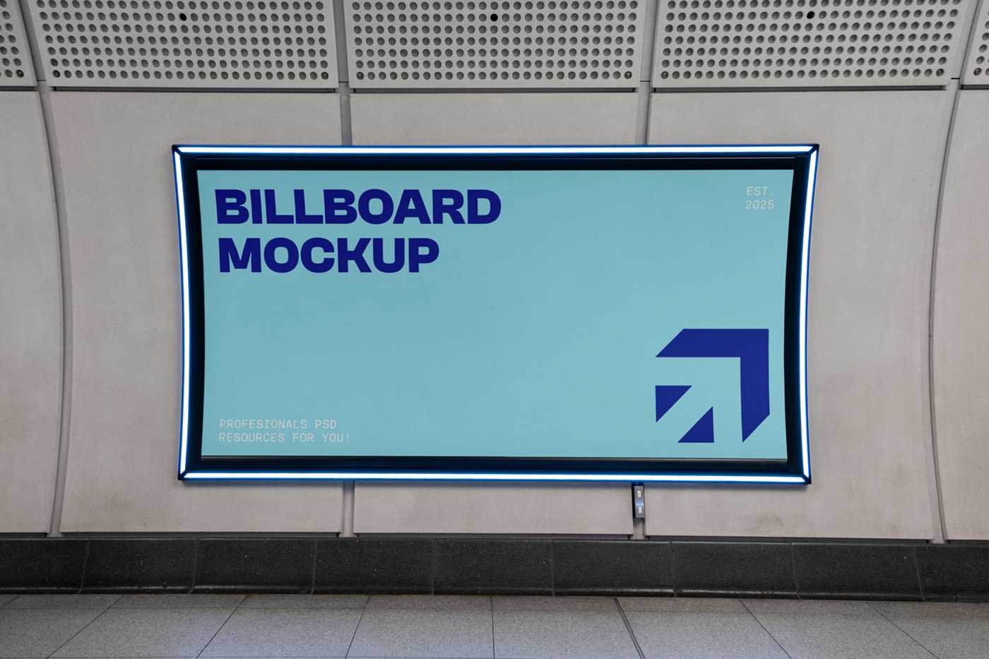 Free Billboard on Wall Mockup