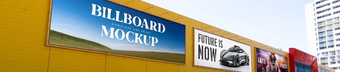 Free Billboards on Big Building Mockup PSD