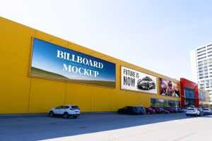 Free Billboards on Big Building Mockup PSD