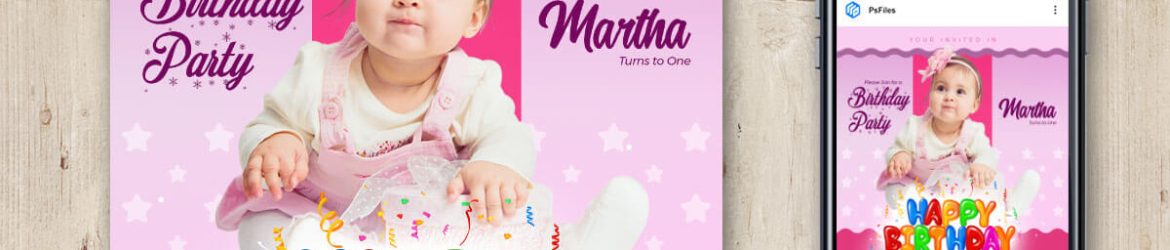 Free Birthday Party Invitation Social Media Post Template PSD