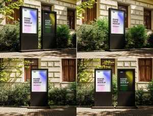 Free Black Ad Display Stand Mockups PSD set