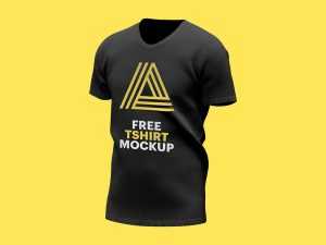 Free Black Color T-shirt Mockup PSD