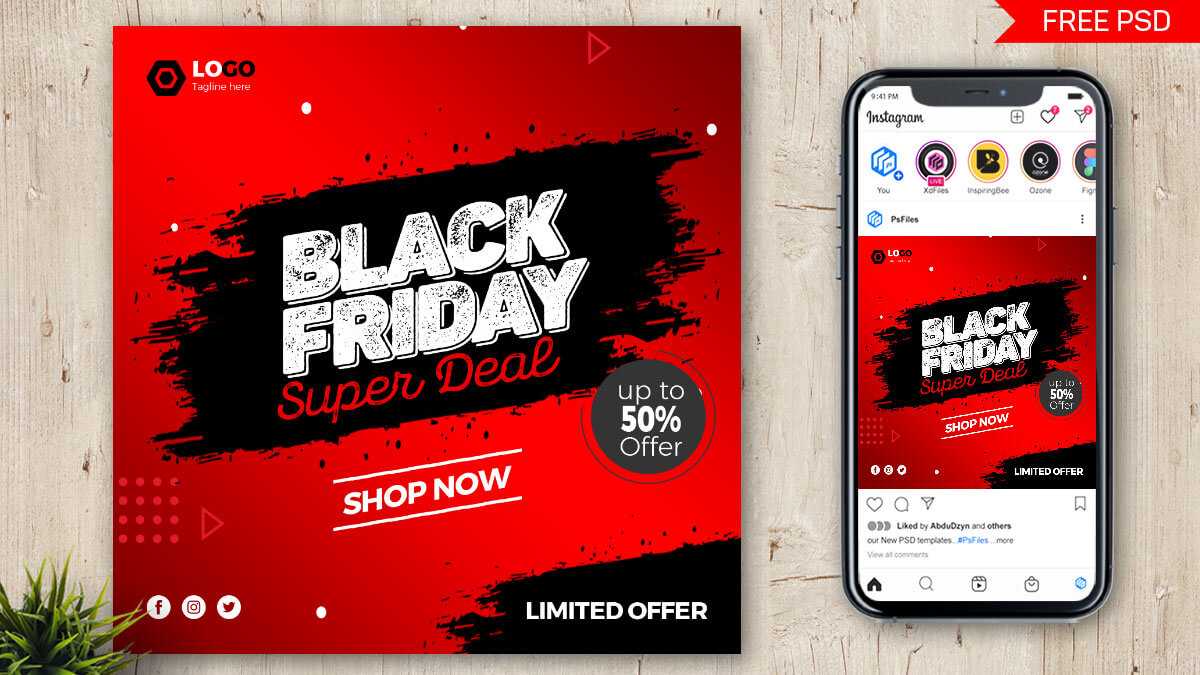 Free Black Friday Super Deal Social Media Post PSD Template